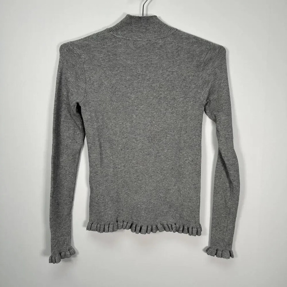 Buffalo Gray Ruffled Mock Neck Minimal Sweater Small - Picture 5 of 5